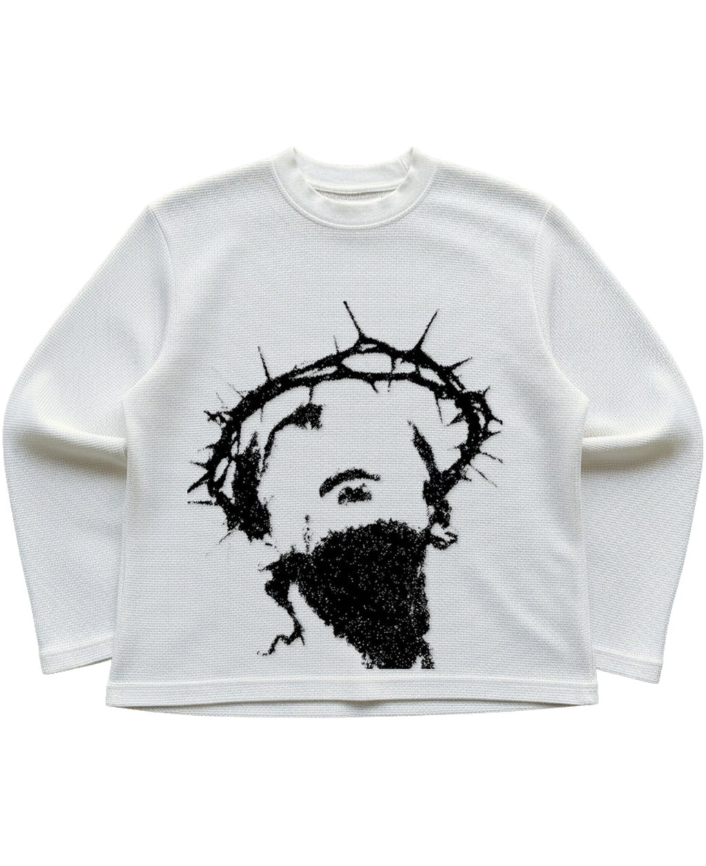 Off-white waffle knit oversized full-sleeve Front Design