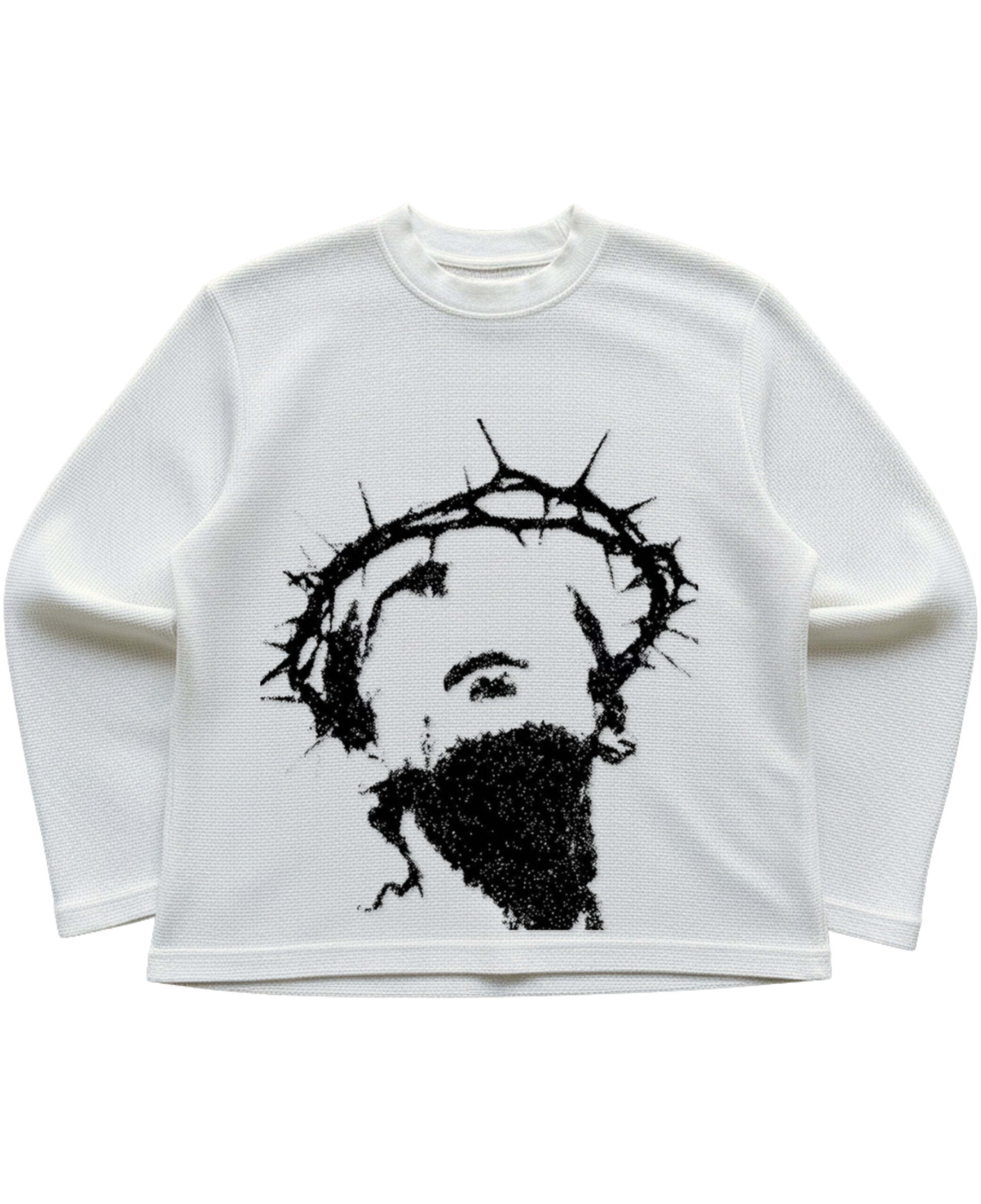 Off-white waffle knit oversized full-sleeve Front Design
