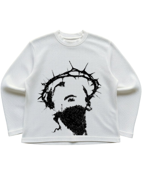 Off-white waffle knit oversized full-sleeve Front Design