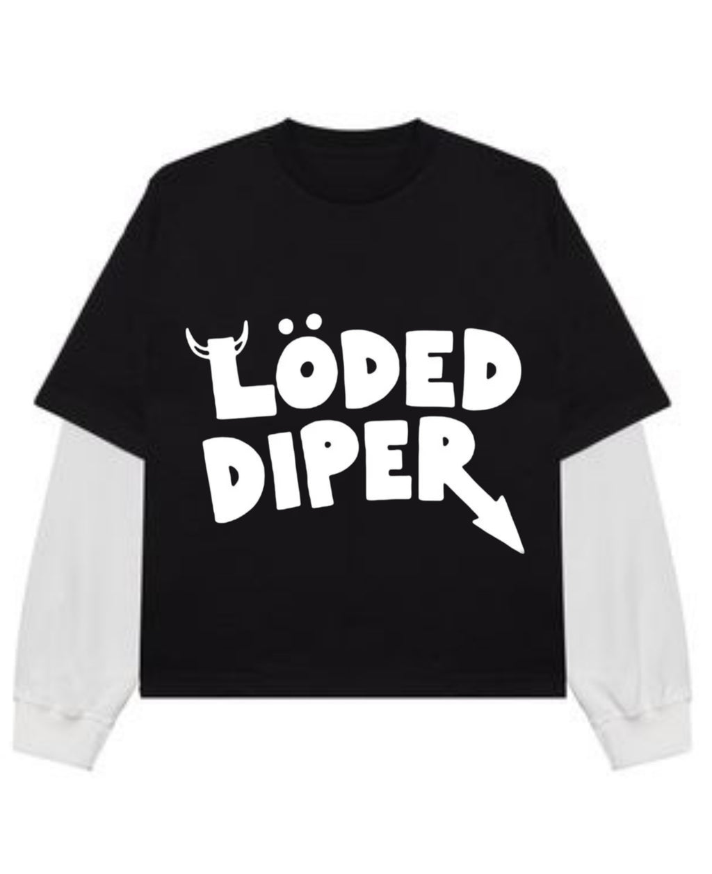 Black With White Sleeve Oversized Tee Front Design
