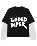 Black With White Sleeve Oversized Tee Front Design