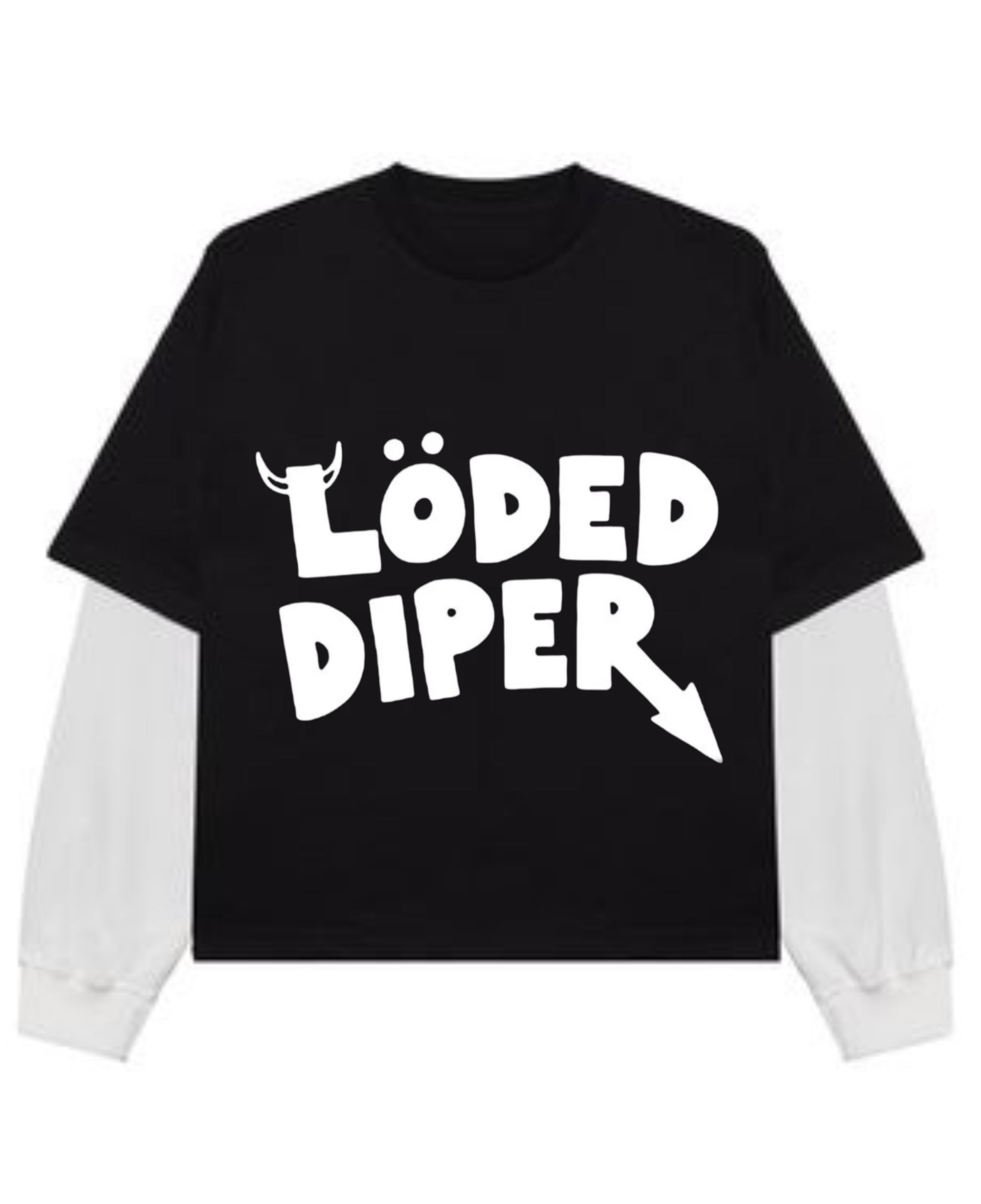 Black With White Sleeve Oversized Tee Front Design