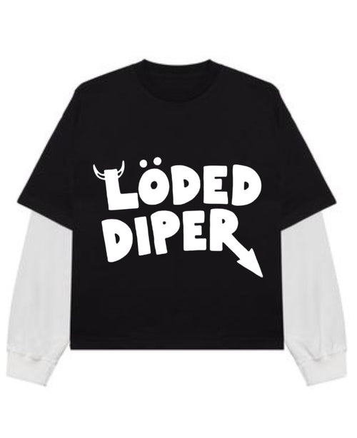 Black With White Sleeve Oversized Tee Front Design